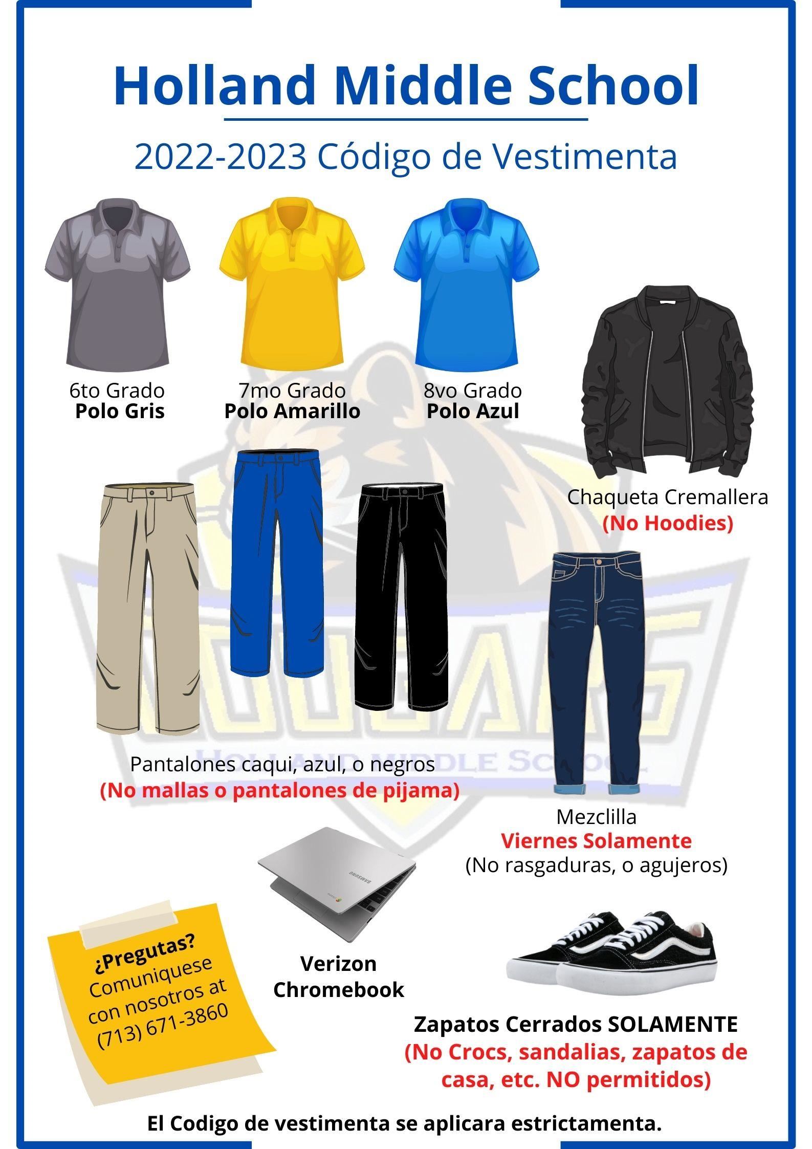 Holland MS 22-23 DRESS CODE SPANISH